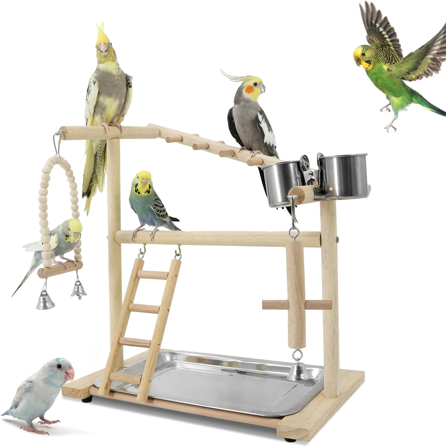 Image showcasing Bird Playground, Playstand for Parrot Cage Accessories (1 Ladder with ...