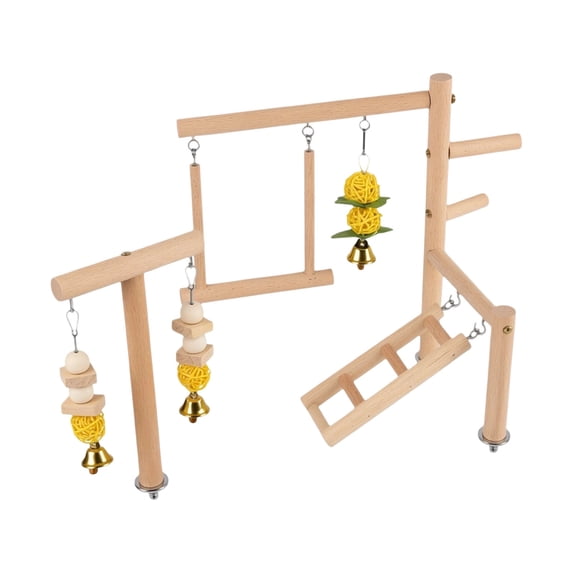 Bird Playground Top Cage Play Stand for Parrots, Hanging Chewing Toys with Wooden Perches Ladder, Gym Playpen for Conure Parakeets Budgie Cockatiels Lovebirds Cage Accessories 12.6Inch