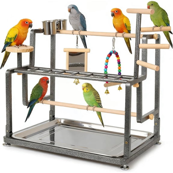 Bird Playground for Indoor Use, Bird Playstand with Ladder for Small to Medium Size of Cockatiel Parakeet Conure