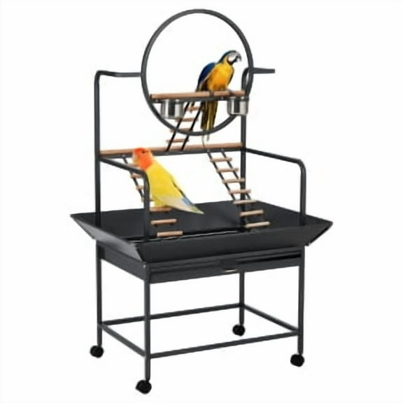 Bird Playstand, 66'' H Inch Birdcage Stand Activity Play Center with Perches and Ladders, Removable Tray, Bird Play Gym Ground Rolling Stand for Parakeet,Cockatiels Conures Parrots, Lockable Caster