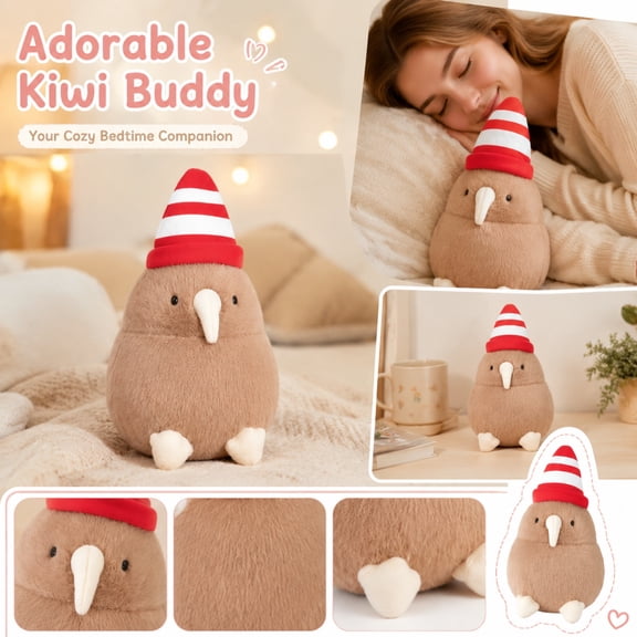 Bird Plush, 5X3 Inch Small Bird Stuffed Doll, Desk Decor for Home and Study Room, Decorations for Bedroom Dresser and Corner Accent, 1 Pc Fluffy Soft Pillow with Striped Pointed