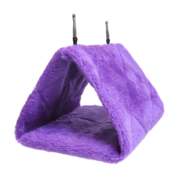 Bird Plush Nest Bed for Cage,Warm Winter Bird Hammock for Parrots Parakeets Cockatiels,Hanging Soft Fleece Bird Hut Tent House for Small Birds-Purple