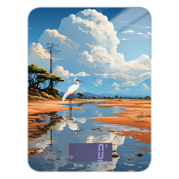Bird Pool Sky Trees Desert Food Scale Digital Kitchen Scale Waterproof Tempered Glass Tare Function 11 lb for Baking Cooking Meal Prep