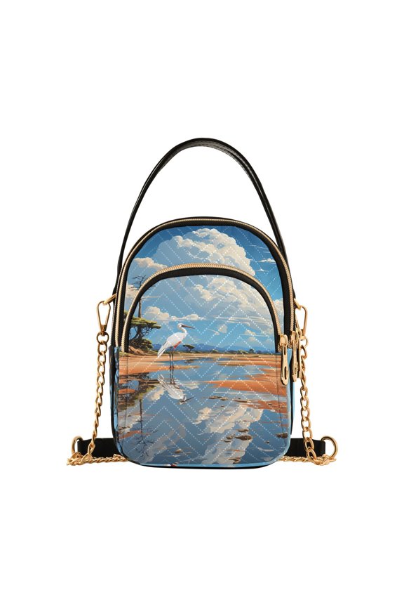 Bird Pool Sky Trees Desert Women Quilting Handbags Shoulder Bag Cross Body Bag with Crossbody Strap Hobo Bags Chain Strap