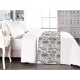 thumbnail image 1 of Bird Print Bed Runner, Vintage Floral Monochrome Outline Motif of English Garden Blossoms, Decorative Accent Bedding Scarf for Hotels Homes & Guest Rooms, King, Eggshell Dark Blue Grey, by Ambesonne, 1 of 3