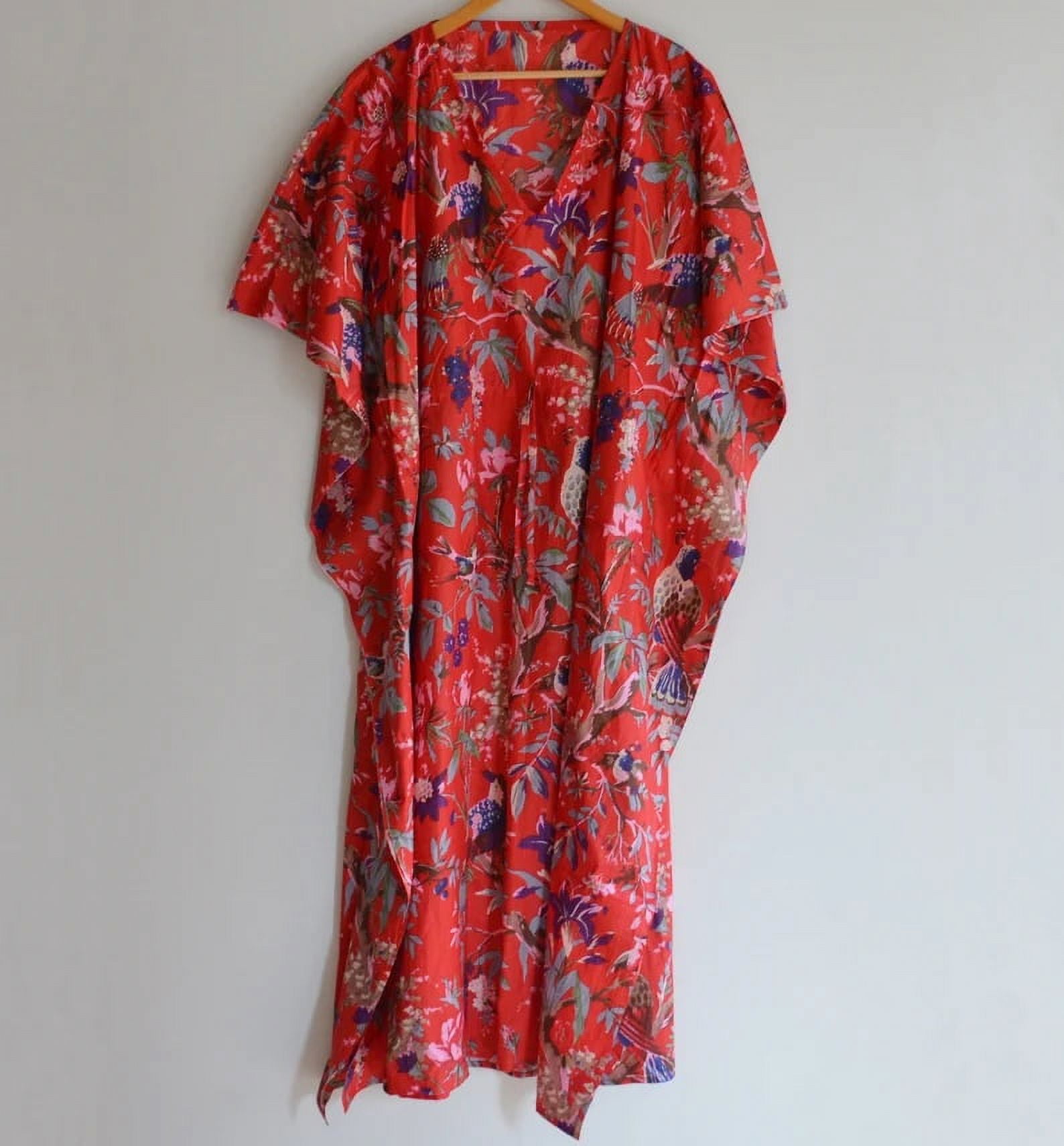 Wild Wings Bird In The Jungle Long Kaftan Dress - Green & Multicolor main image 1