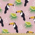thumbnail image 1 of Ambesonne Bird Print Fabric by the Yard Upholstery, Fruit Palm and Toucans, 5 Yards, Rose and Multicolor, 1 of 4