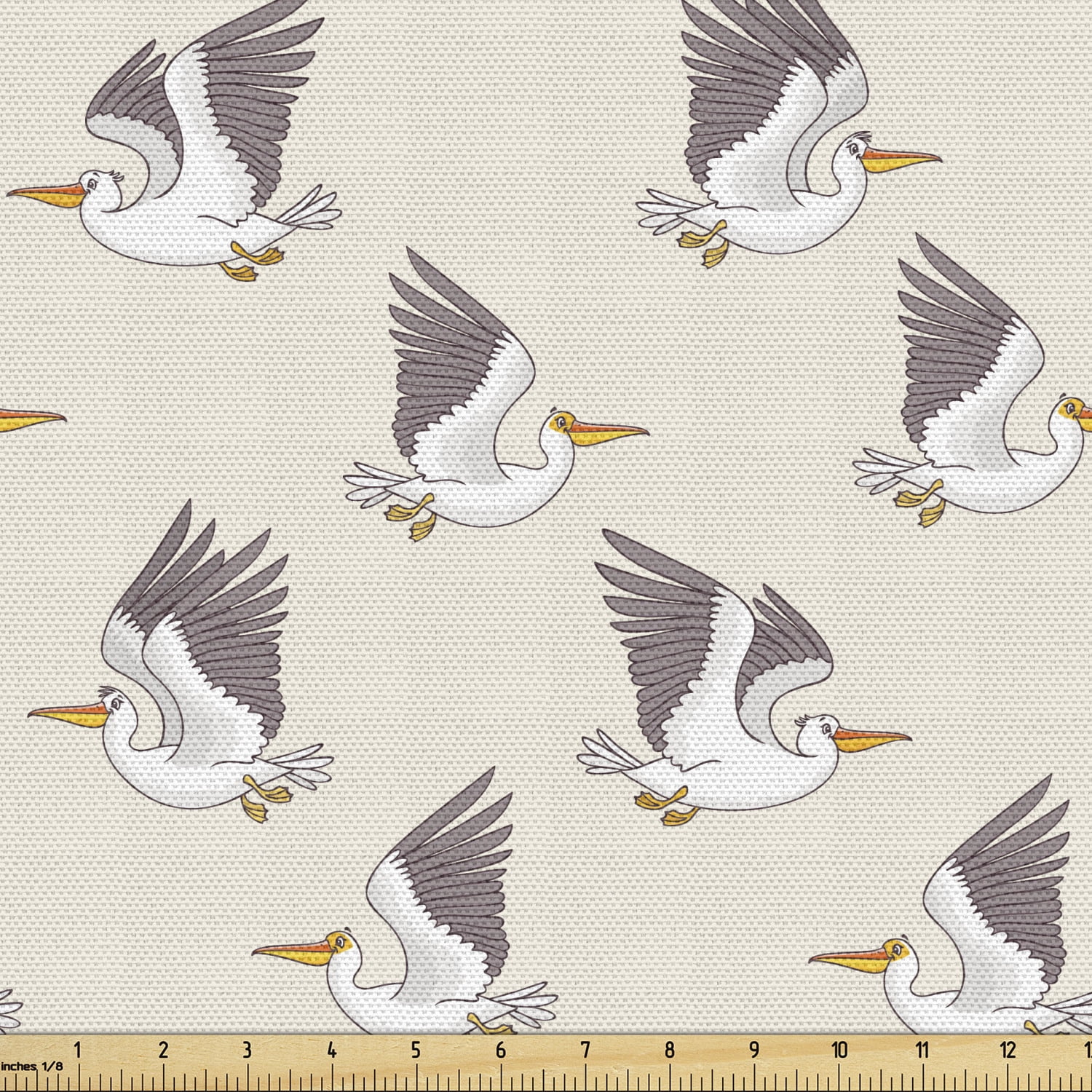 Ambesonne Bird Print Fabric by the Yard Upholstery, Flying Pelicans ...