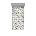 thumbnail image 1 of Bird Print Fitted Sheet & Pillow Sham Set, Vintage Vibe Wild Forest Inspired Cranes With Fern Branches, Decorative Printed 2 Piece Bedding Decor, Twin, Off White and Pale Blue Grey, by Ambesonne, 1 of 2