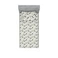 thumbnail image 1 of Bird Print Fitted Sheet & Pillow Sham Set, Vintage Vibe Wild Forest Inspired Cranes With Fern Branches, Decorative Printed 2 Piece Bedding Decor, Twinxl, Off White and Pale Blue Grey, by Ambesonne, 1 of 2