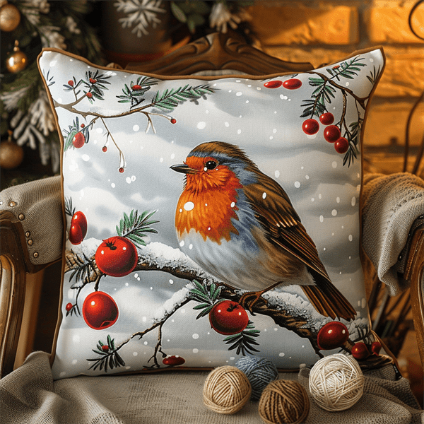 Bird Printed Cross Stitch Pillow Case Kits , 45X45cm , Cross Stitch Kits for Kids (11 Count)