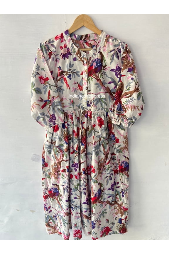 Bird Printed Dress,Handmade Dress ,Sketer Circle Dress, Flapper Dress, Blousen Dress,Long And Short Dress