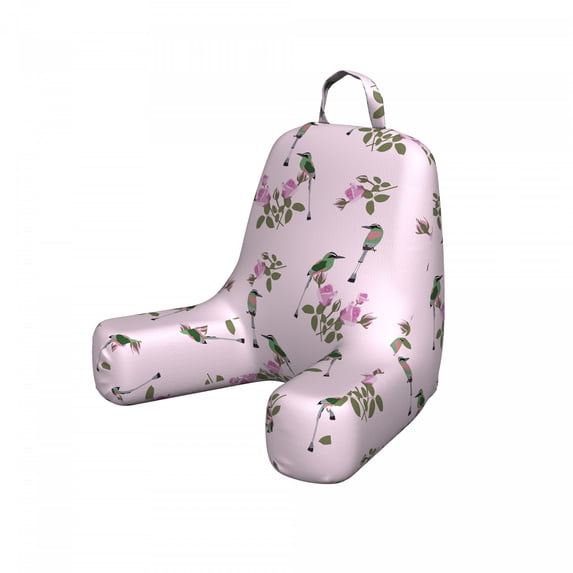 Bird Reading Pillow Cover, Romantic Arrangement of Rhythmic Exotic Flying Animals Rose Flowers, Unstuffed Printed Bed Rest Case from Soft Fabric, Small, Pale Mauve Multicolor, by Ambesonne