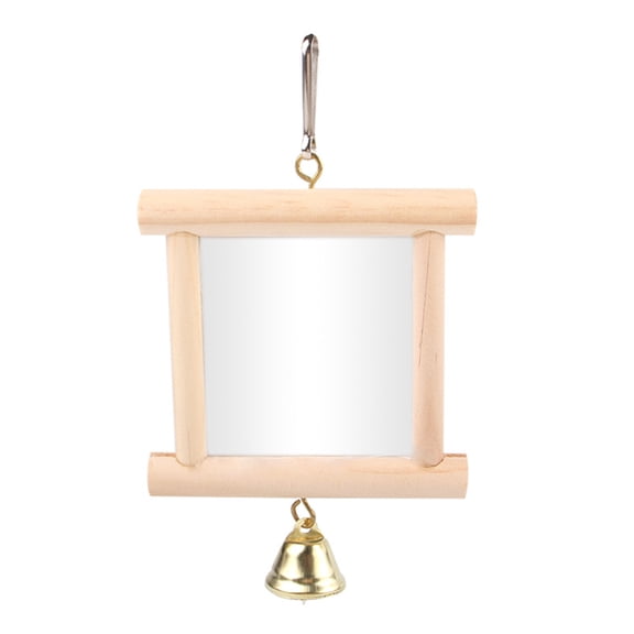 Bird Reflective Mirror Toy Small Parrot Mirror Parrot Cage Toy with Small Bells Pet Cage Interactive Mirror Supplies