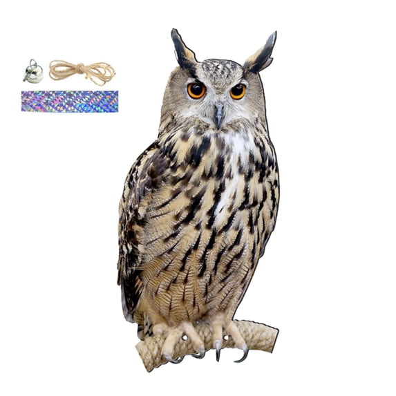 Bird Repel Scarecrow, Owl Scarecrow Scarer Pendant, Decorative Scarer Pendant with Bell, Fake Bird Scare Device, Waterproof Patio Balcony Garden Decorations