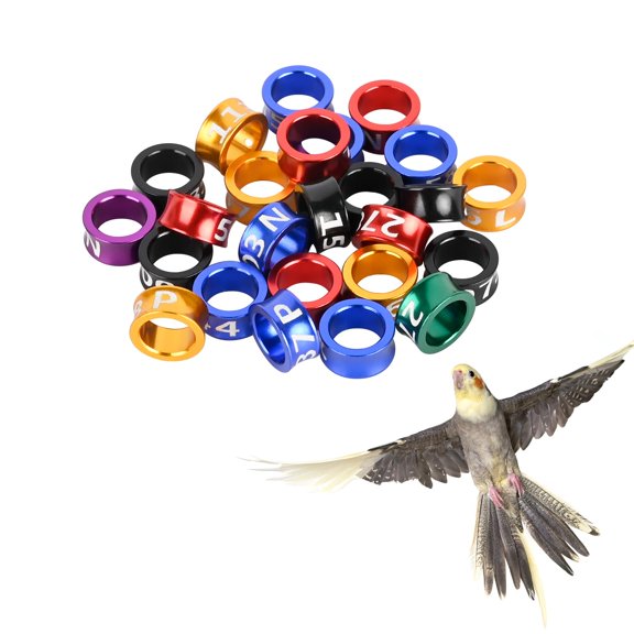 Bird Rings, Bird Bands, Bird Leg Rings, Multicolor Aluminum Pigeon Leg Rings, Identification Pigeon Training Rings Hibiscus Birds, Parrots, Peonies, Pigeons, Mixed Colors 50 Per Pack