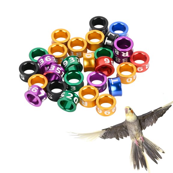 Bird Rings, Bird Bands, Bird Leg Rings, Multicolor Aluminum Pigeon Leg Rings, Identification Pigeon Training Rings Hibiscus Birds, Parrots, Peonies, Pigeons, Mixed Colors 50 Per Pack