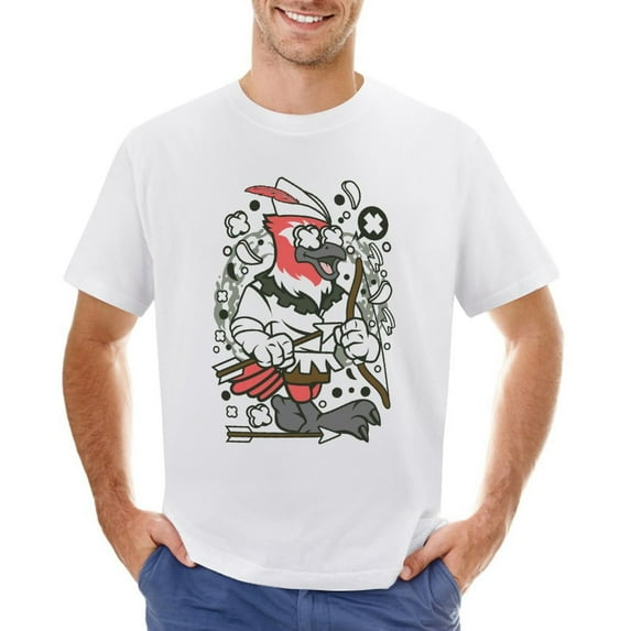 Bird Robin Hood Men’s Graphic T-shirt Vintage Short Sleeve Sport Tee White XS