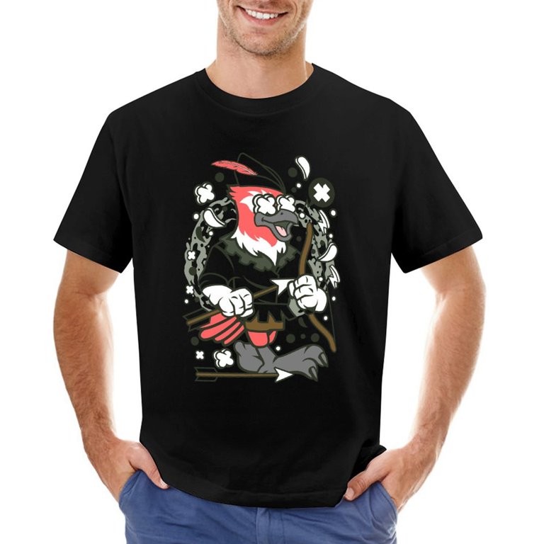Bird Robin Hood Vintage T-shirt Mens Cotton Classic Crewneck Short 