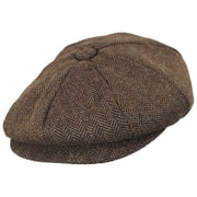 Bird Rock Herringbone Wool Blend Newsboy Cap - S - Mocha