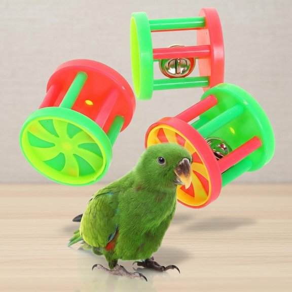 Bird Roller Rattles Toys, Parrot Foot Toys, Foraging Chewing Bell Training Trick Toys, Birds Play Gym Activity Center Cage Accessories