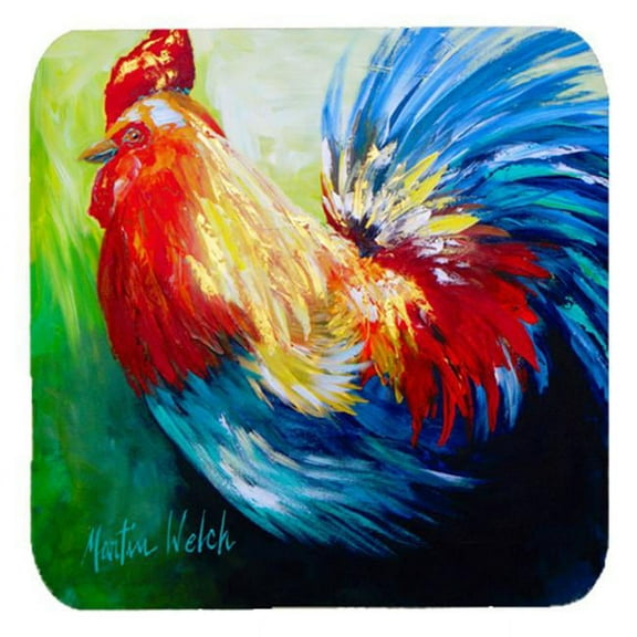 Bird - Rooster Chief Big Feathers Foam Coasters, Set Of 4