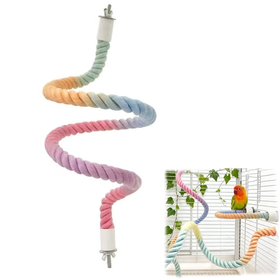 Bird Rope Perch for Parrots, Bird Cage Gradient Climbing Rope Toys Accessories Screw for Cockatiels Lovebird Parakeet Budgies Sugar Gliders Hemp Swing ,15.74''