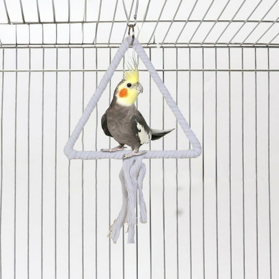 Bird Rope Perch Swing, Rope Triangular Lifting Ring Perch Standing Pole Accessory Climbing Swing Paw Grinding 12 Inch, Intended for Parrot/Parakeet/Budgies/Cockatiels