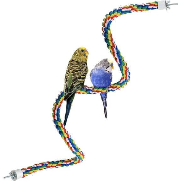 Bird Rope Perch for Parrots Colorful Rope Perches for Cages Parrot Spiral Bird Toys.