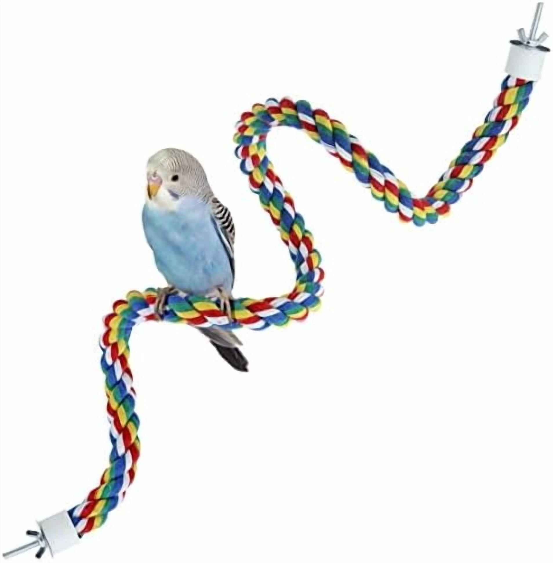 Bird Rope Perches for Parrots, CockJointownls, Parakeets, Budgie Cages Comfy Birds Colorful Rope Toy (31.5inch Metal nut)