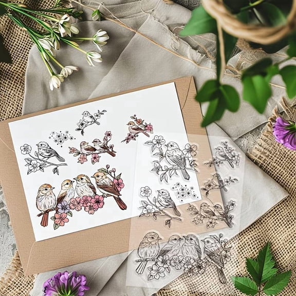 Bird Rubber Stamp - Transparent Animal Craft Seal for DIY Card Making and Scrapbooking