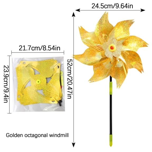 Bird Scare Deterrent Reflective Pinwheels 2 Pack, Outdoor Wind Spinner for Garden Farm, Bird Proof Repellent for Yard, Crops, Trees, Patio Decoration