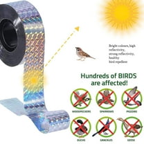 Bird Scare Ribbon Double Sided Holographic Reflective Ribbon Tape to Keep Away Woodpecker, Pigeon, Hawks, Grackles Bird (0.94in x 260ft)