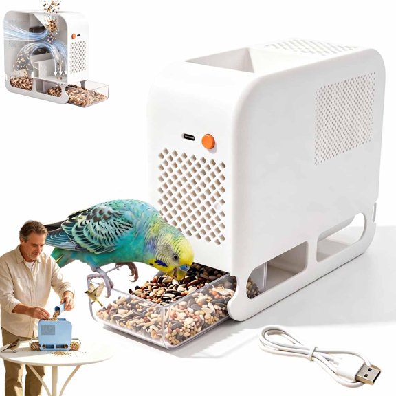 Bird Seed Husk Separator, Electric Bird Seed Cleaner with Dual Bins,USB Rechargeable Seed Cleaner Machine for Wild Bird Feeders, Quick Shell Remover for Backyard Bird Feeding Station20x16x7cm