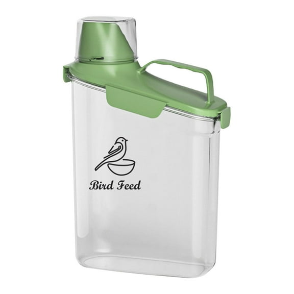 Bird Seed Storage Container Portable-3 Qt/2.8 L Clear Pet Food Container-with Measuring Cup/Lid,Airtight Wild Bird Seed Dispenser for Storing Sunflower Seed|Squirrel proof|BPA Free-Green