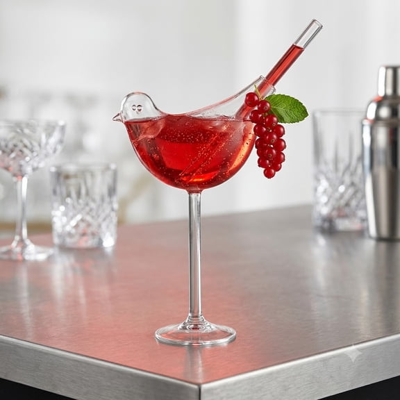 Bird Shaped Beverage Glass - Delicate Bird Shape Beverage Glass with Stem, Whimsical 5oz Borosilicate Clear Juice Goblet, Novelty Creative Drinking Glassware for Halloween Theme Parties