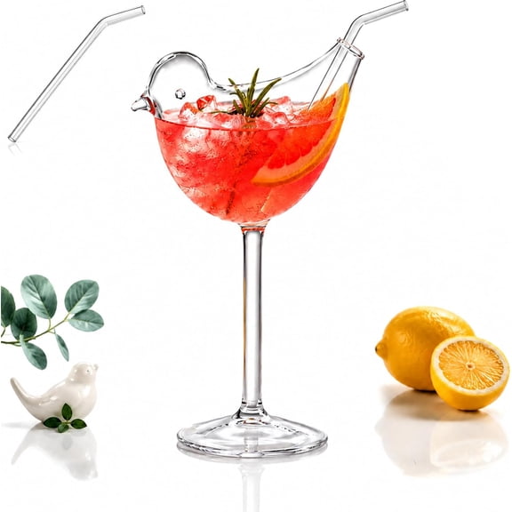 Bird Shaped Cocktail Glass, Drinking Bird Shaped glass Wine Glass 5oz/150ml Creative Birds Cocktail Glass, Funny Clear Crystal Glasses, for Champagne, Mixed Drinks, Party