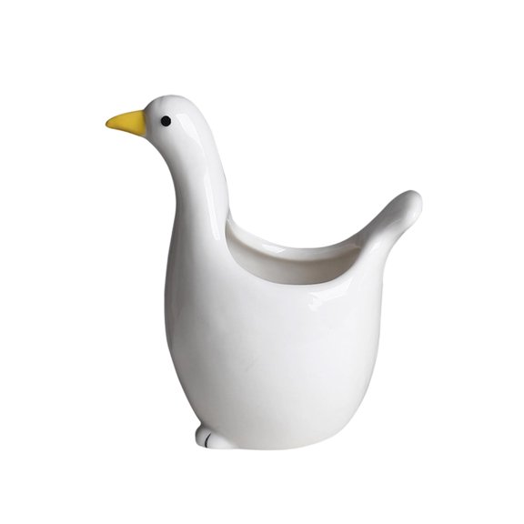 Bird-Shaped Easter Eggs Holder Ornament, Ceramic White & Green Duck Eggs Tray for Spring & Easter Tabletop & Minimalist Home Decor