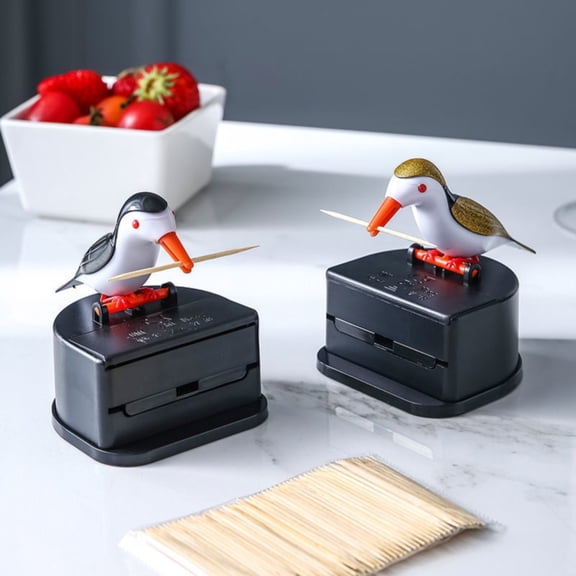 Bird Shaped Toothpick Holder (JMW230424010), Black,Condiment shelf organizing,Organizer rack,Stainless steel,Black