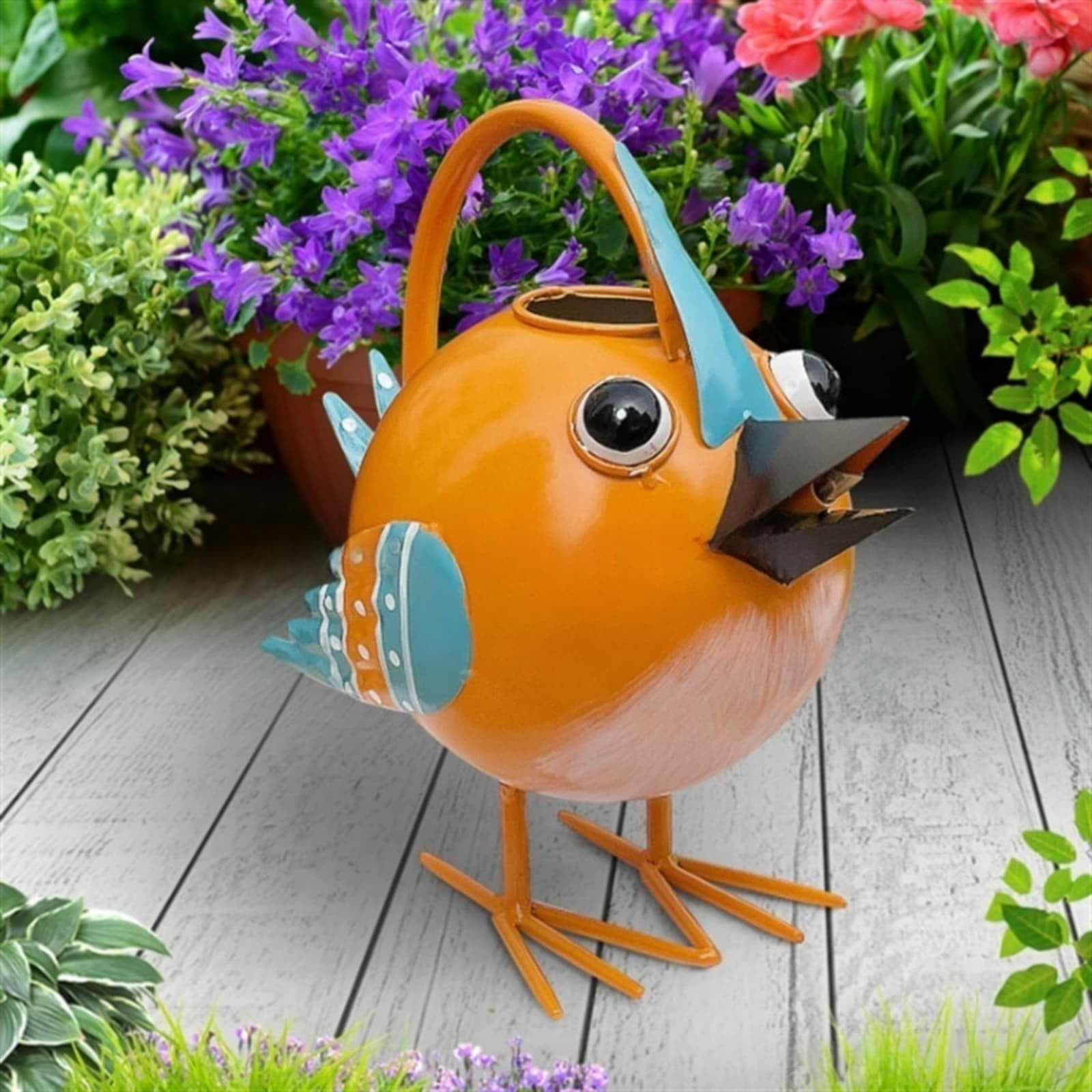 Bird-Shaped Watering Can 0.5 Gallon Metal Chick Decorative Water Can Cute Garden Water Pot with Ergonomic Handle Irrigation Accessories for Indoor and Outdoor Gardening Spring