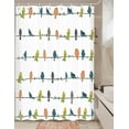 thumbnail image 1 of Bird Shower Curtain, Colorful Type of Birds Sitting and Chirping on Wires Musical Minimalist Happy Camper Shower Curtain, Camping Theme Motor RV Shower Curtain Set with Hooks,47X64inch, 1 of 5