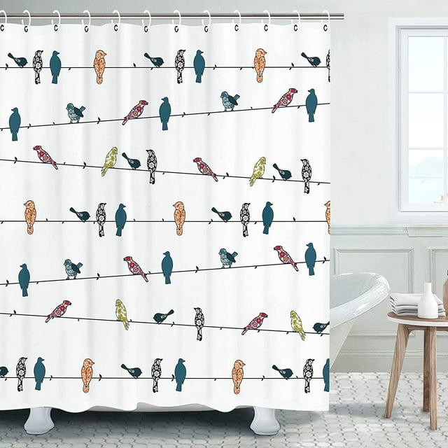 Bird Shower Curtain, Cute Shower Curtain Colorful Funny Animal Shower