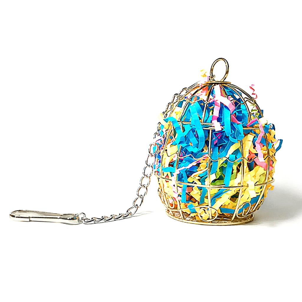 Foraging Container Bird Shredder Toy Stainless Steel Cage Feeder Parrot Foraging Hanging ...