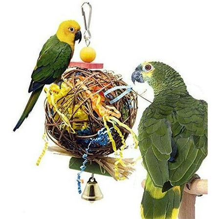 Bird Parrots Shredding Toys, Bird Cage Foraging Hanging Toys for Lovebird Cockatiel Conure - 2Pcs(B)