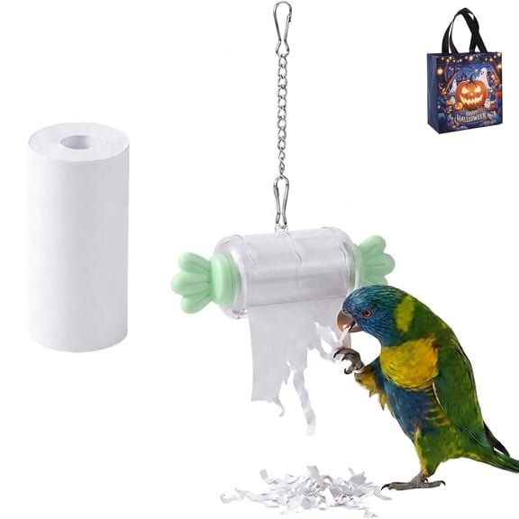 Bird Shredding Toys Plastic 4.5" - Bird Toys for Parakeets & Bird Paper Roll Toy for Cage Foraging, Replacement Available, Green
