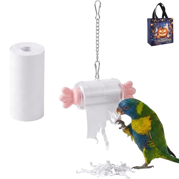 Bird Shredding Toys Plastic 4.5" - Bird Toys for Parakeets & Bird Paper Roll Toy for Cage Foraging, Replacement Available, Pink