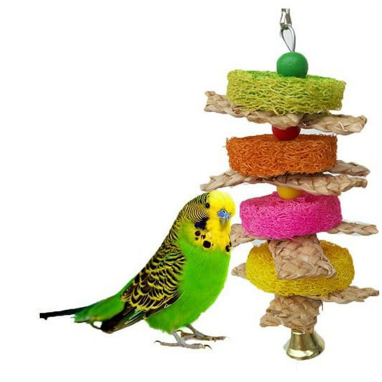 Bird Shredding Wooden Toy Bird Cage Swing Toy Parakeets Chewing Toy Bird Foraging Plaything Size 6.5x6x23cm