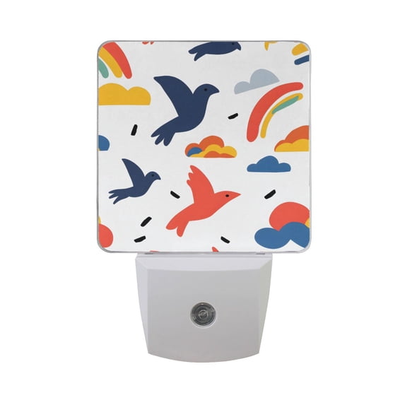 Bird Silhouette and Clouds Night Light 2 Pack LED Nightlight Plug into Wall Dusk to Dawn Sensor Soft White