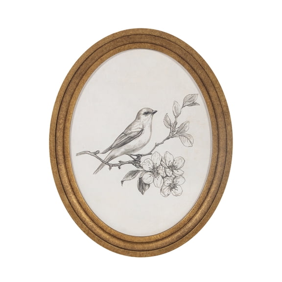 My Texas House Bird Sketch Round Embossed Textured Framed Antique Canvas Art 11x14