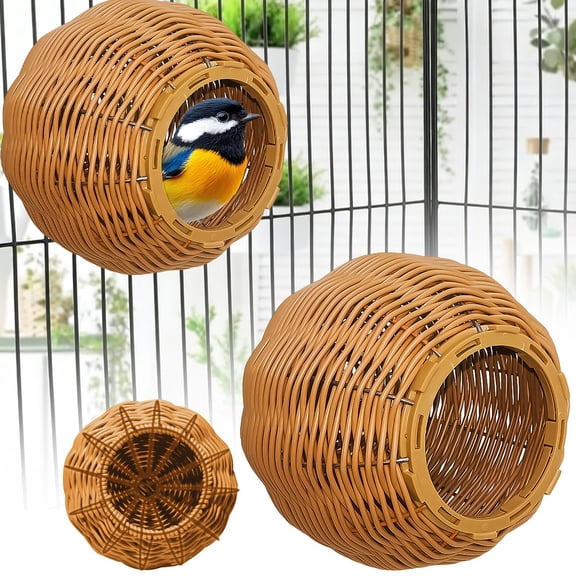 Bird Sleeping Nest, Handwoven Vine Parrot Nest with Hanging Warm Design, Suitable for Golden Hamster & Squirrel Creating Scenery